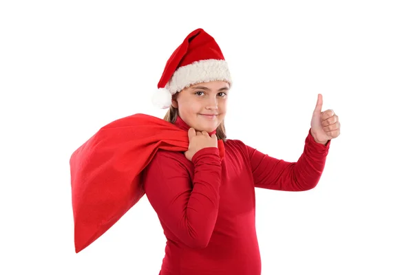 Schöne Mädchen mit Hut von Weihnachten — Stockfoto