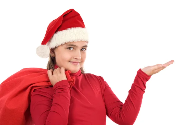 クリスマスの帽子で美しい少女 — ストック写真