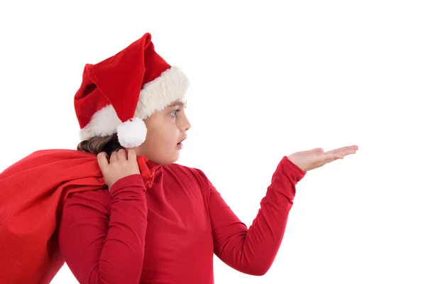 Sorprendente chica con sombrero de Navidad — Foto de Stock