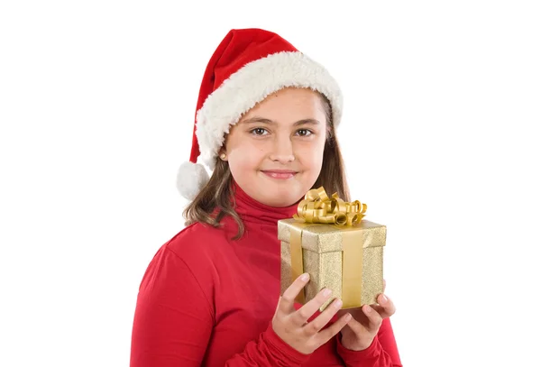 Schönes Mädchen mit Weihnachtsgeschenken — Stockfoto