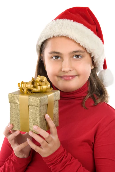 Красивая девушка с подарком на Рождество — стоковое фото