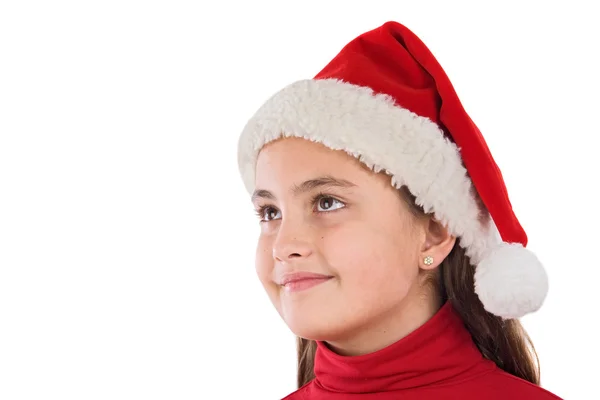 Όμορφη κοπέλα με καπέλο των Χριστουγέννων — Φωτογραφία Αρχείου