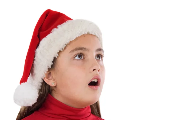 Meglepő lány kalap a karácsonyi — Stock Fotó