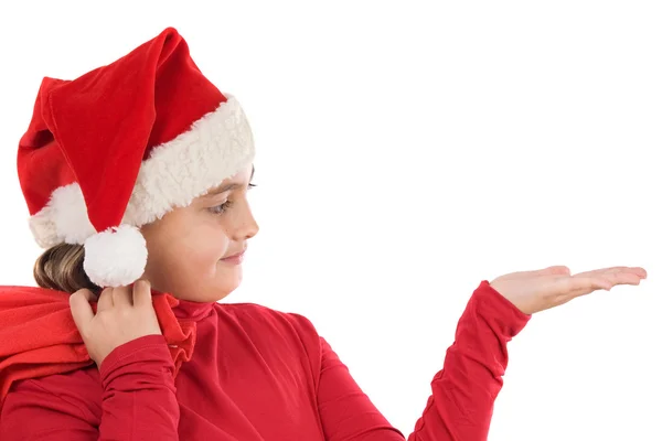 Vacker flicka med hatt av jul — Stockfoto