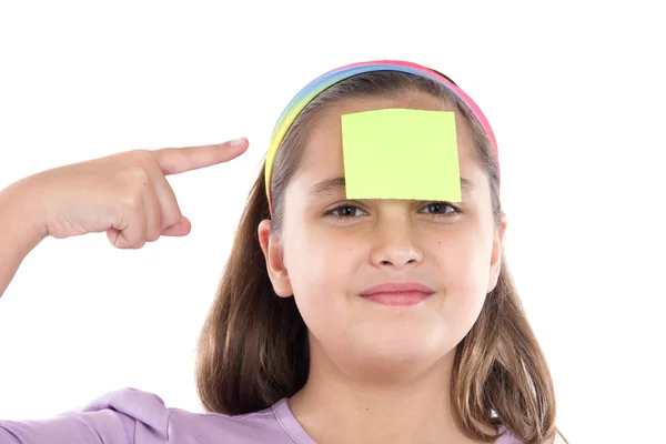 Adorable girl with a note in her front — Stock Photo, Image