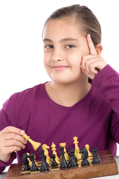 魅力的な小さな女の子チェス — ストック写真