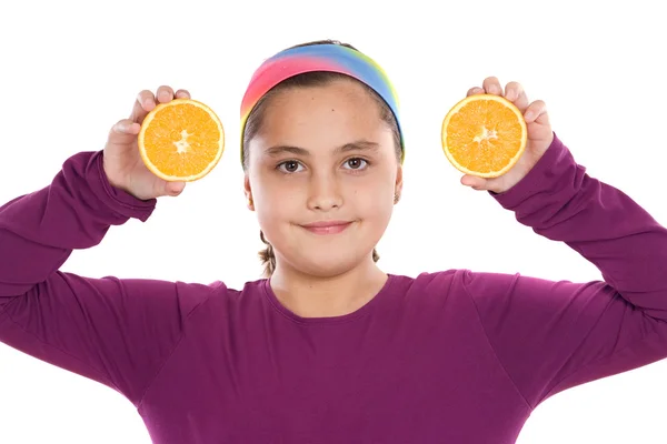 Attractive girl with oranges — Stock Photo, Image