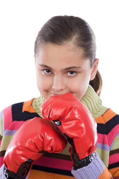 Κορίτσι με γάντια πυγμαχίας — Φωτογραφία Αρχείου