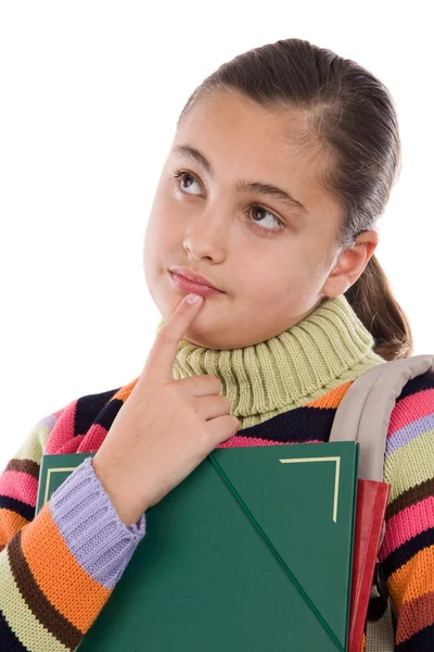 Κορίτσι φοιτητής με φάκελο και σακίδιο — Φωτογραφία Αρχείου