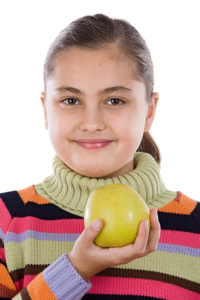 Cute girl with a apple — Stock Photo, Image