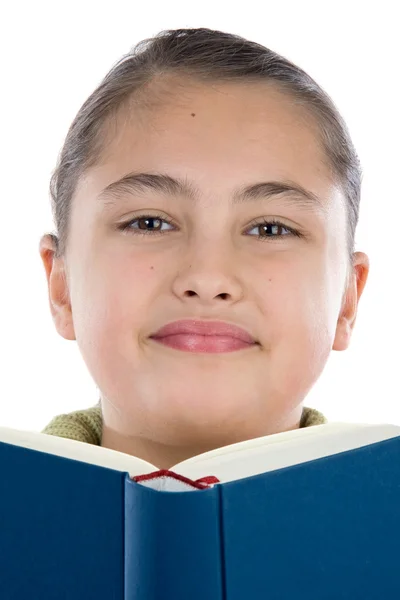 Bedårande flicka med en bok — Stockfoto