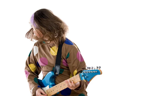 时尚移动惠特电吉他的女孩 — 图库照片