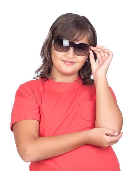Imádnivaló preteen lány, napszemüveg — Stock Fotó
