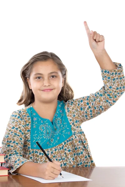 Bedårande flicka student ber att tala — Stockfoto
