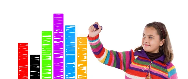 Adorable enfant dessinant un graphique coloré — Photo