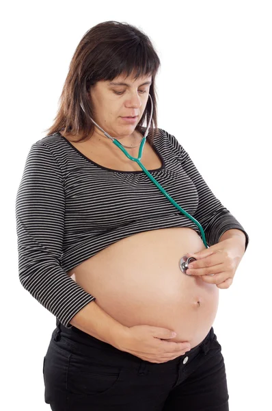 Embarazada con estetoscopio — Foto de Stock