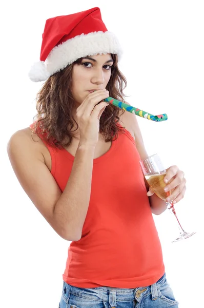 Chica con copa de champán — Foto de Stock