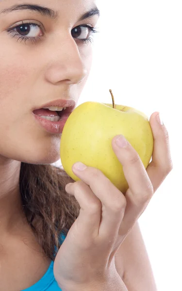 Girl whit an apple — Stock Photo, Image