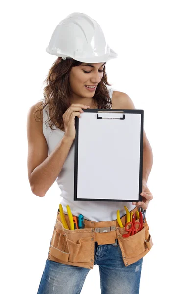 Young Girl with tools for building — Stock Photo, Image