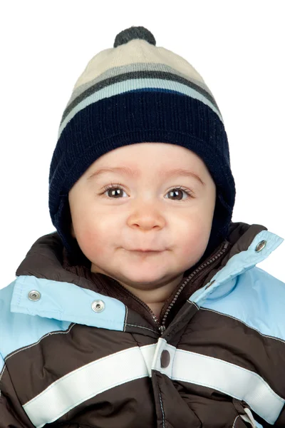 Младенец с шерстяной шапкой — стоковое фото
