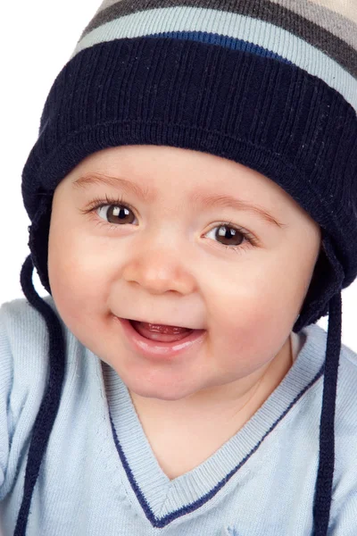 Beau bébé avec bonnet en laine — Photo