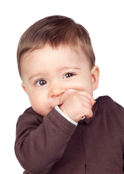 Beautiful baby with a pacifier — Stock Photo, Image