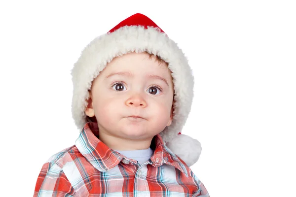 Güzel bebek Noel şapka ile — Stok fotoğraf