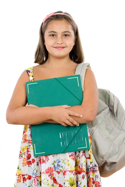 Κορίτσι φοιτητής με φάκελο και σακίδιο Εικόνα Αρχείου