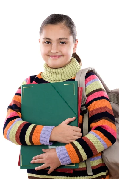 Girl student with folder and backpack Stock Photo