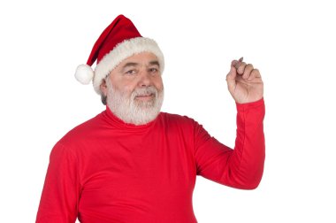 grappige santa claus schrijven met een pen