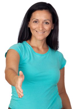 esmer kadın el sunan