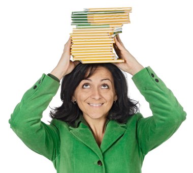 Attractive lady with a books in the head clipart