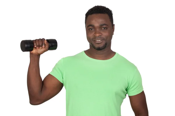 Atractivo africano hombre levantando pesas —  Fotos de Stock