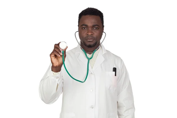 Αφρικανικός Αμερικανός γιατρός κάνοντας μια ιατρική εξέταση — Φωτογραφία Αρχείου