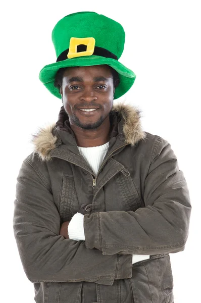 Afro-americano com chapéu de santo patricks — Fotografia de Stock