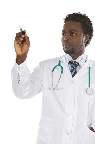 Afrikai amerikai férfi orvos írás — Stock Fotó