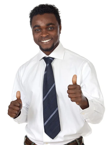 Atractivo hombre de negocios celebrando un triunfo — Foto de Stock