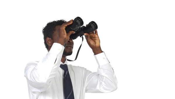 Muž s dalekohledem — Stock fotografie