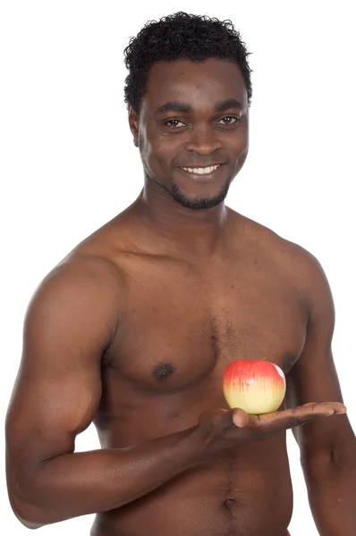 Uomo sano con mela — Foto Stock