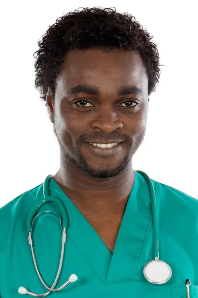 Young black doctor writing — Stock Photo, Image