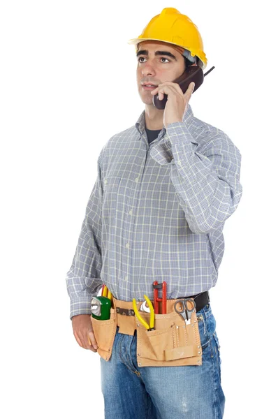 Pracownik rozmawia przez telefon — Zdjęcie stockowe