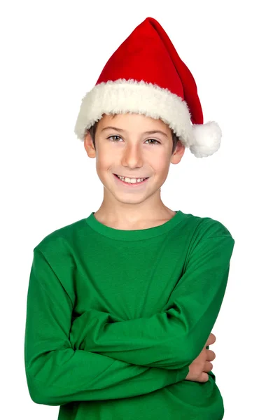 Αξιολάτρευτο παιδί με το καπέλο santa — Φωτογραφία Αρχείου