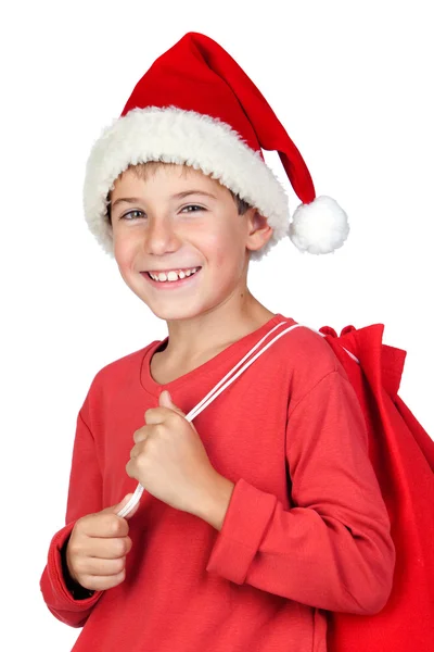 Criança adorável com chapéu de Santa — Fotografia de Stock