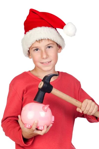 Adorable niño con Santa Sombrero —  Fotos de Stock
