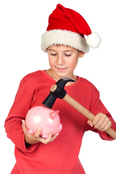 Criança adorável com chapéu de Santa — Fotografia de Stock