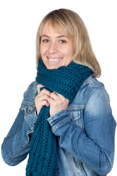 Blond kvinna med en halsduk — Stockfoto