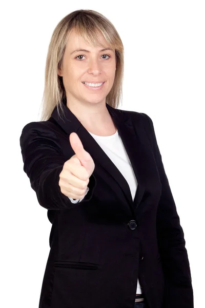Mujer de negocios rubia diciendo Ok — Foto de Stock