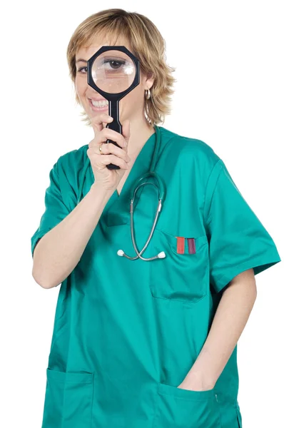 Médico com lupa — Fotografia de Stock