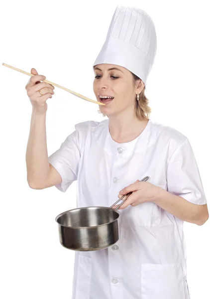 Atraktivní kuchaře žena — Stock fotografie