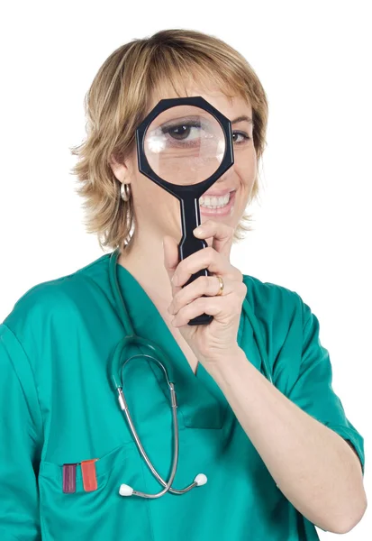 Лікар зі збільшувальним склом — стокове фото